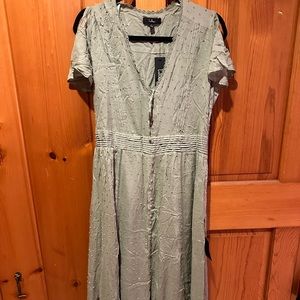 Completely in love sage green Swiss dot button-front maxi dress